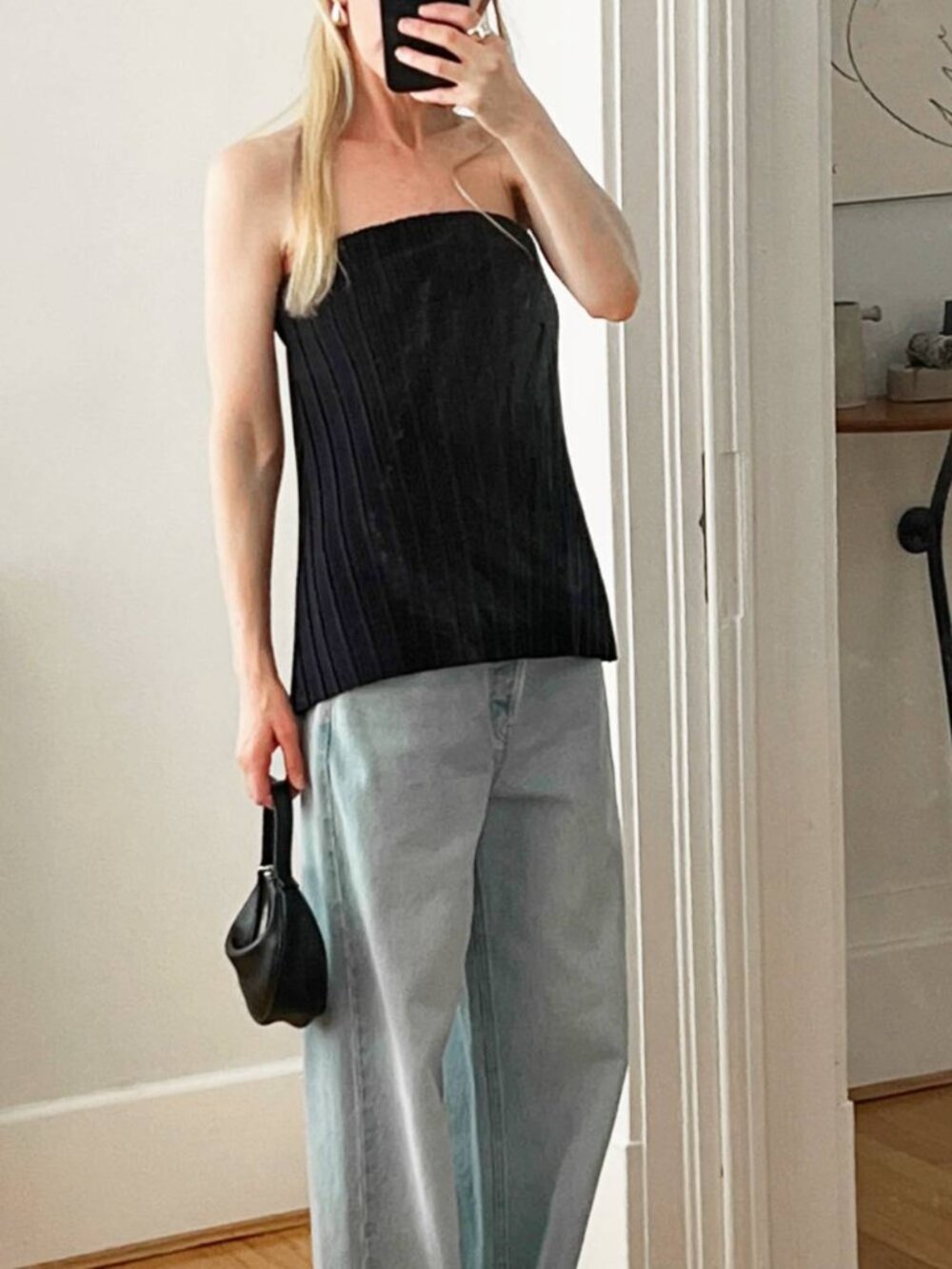 Oak + Fort Pleated Tube Top minimalist y2k in Olive Grey Vetiver
